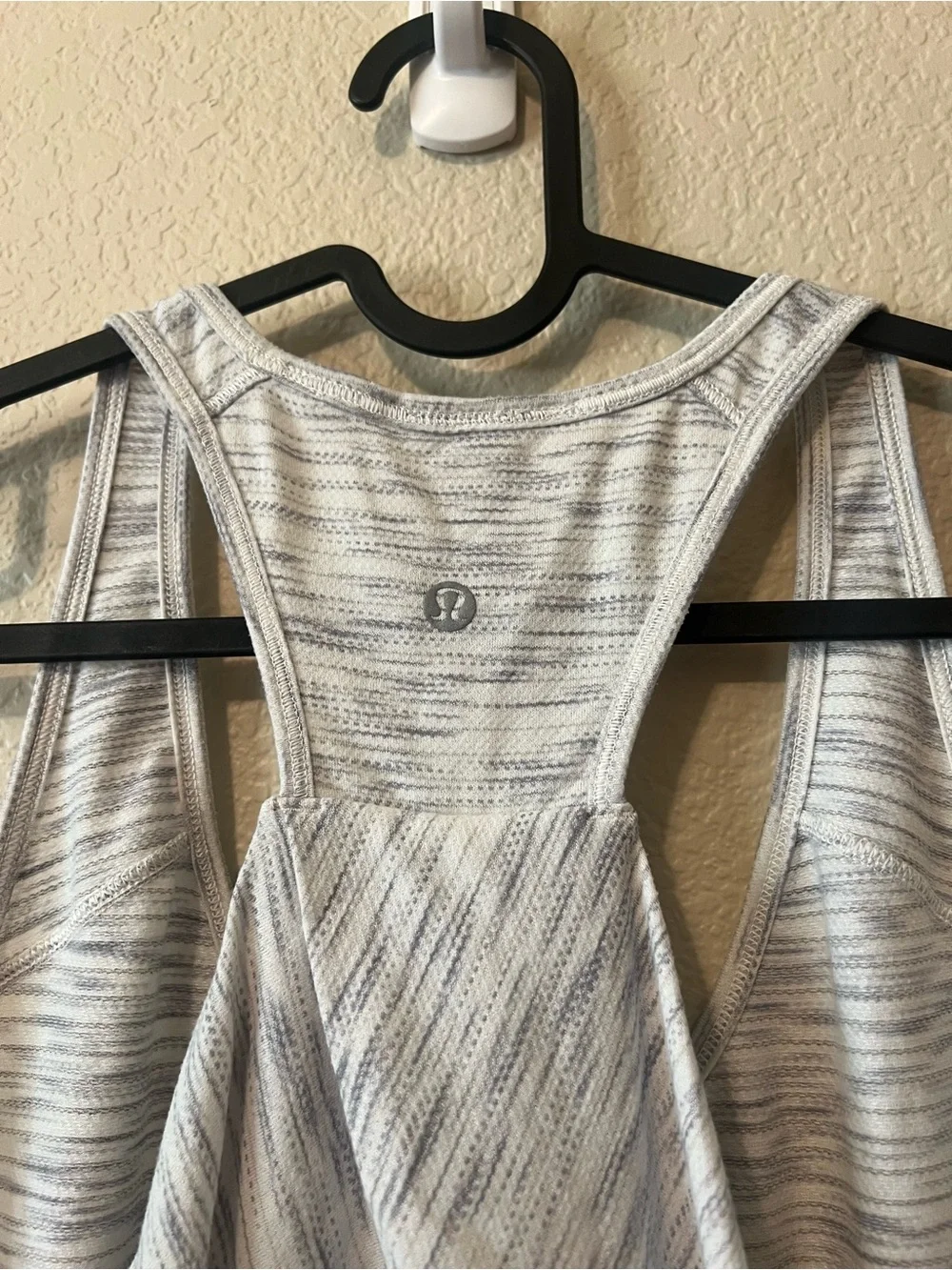 Heathered White & Black Racerback Tank Top
